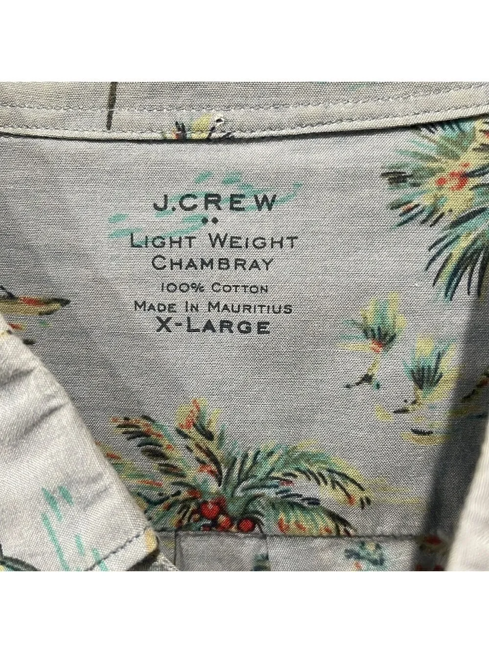J.Crew Men’s Retro Hawaiian Print Short Sleeve Button Up Casual Shirt SZ XL Blue
